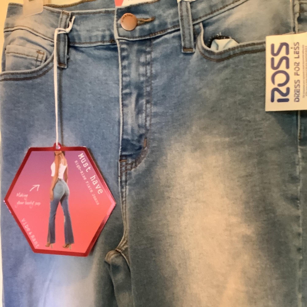 Vibe & Rant High Rise Flare Jeans NWT / Side Slit Detail